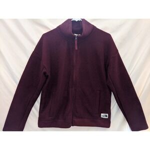 The North Face Women‎ Burgundy Textured Full Zip Fleece Jacket Size M